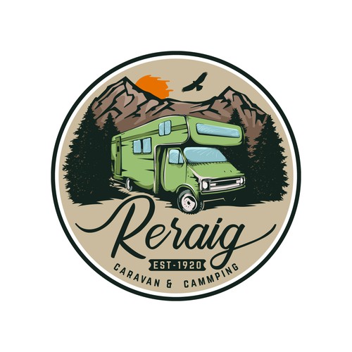 Retro RV camp logo for our new cool campsite! Design by Piccolo_Ney