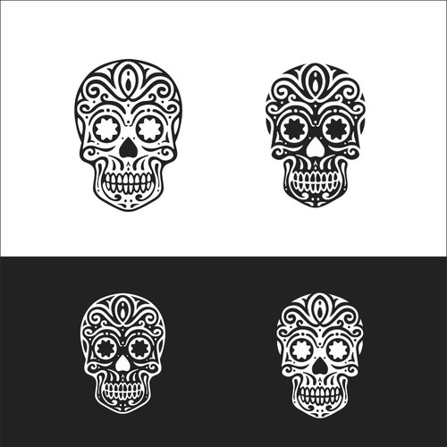 Design a rad Day of the Dead skull to be engraved on metal wallets Diseño de Nyaba