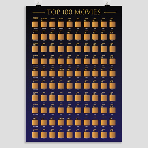 コンペ「Scratch off Poster - Top 100 Movies Scratch off Poster」のデザイン by Andreart Qさん 