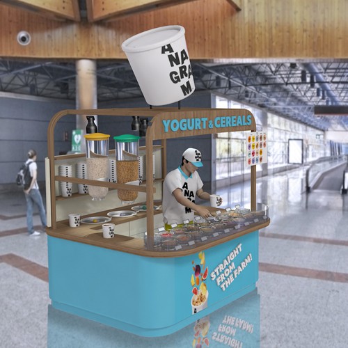 Design a 3D render for food serving kiosk Design by Malim