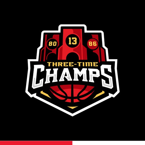 Basketball Logo for Team 'Three-Time Champs' - Your Winning Logo Featured on Major Sports Network Design by Dexterous™