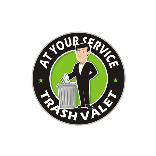 Create a clean and professional logo for my trash company, At Your Service Valet Waste Logo