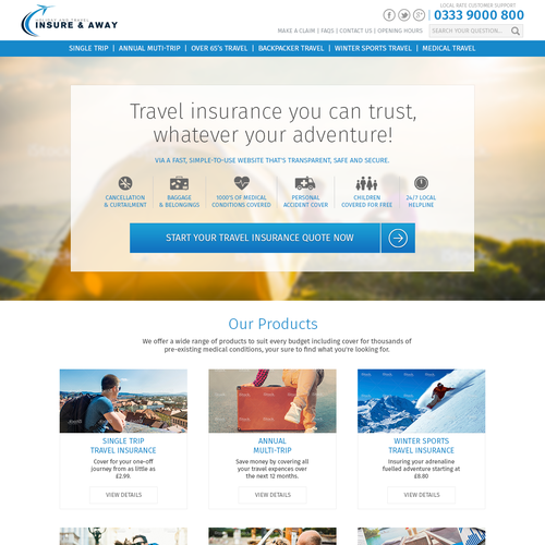 GUARANTEED Re-design of Travel Insurance Website: Modern, clean