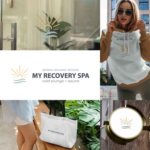 New modern spa logo that offers cold plunge, sauna, and red light therapy!  called: my recovery spa!, Logo design contest