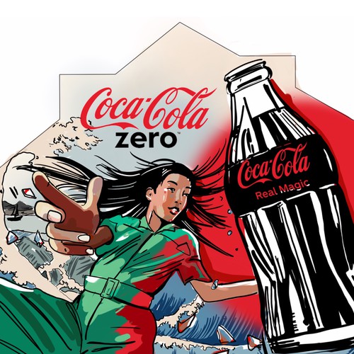 Artistic mural design for Coca-Cola Zero in Brussels Design by Fe Melo