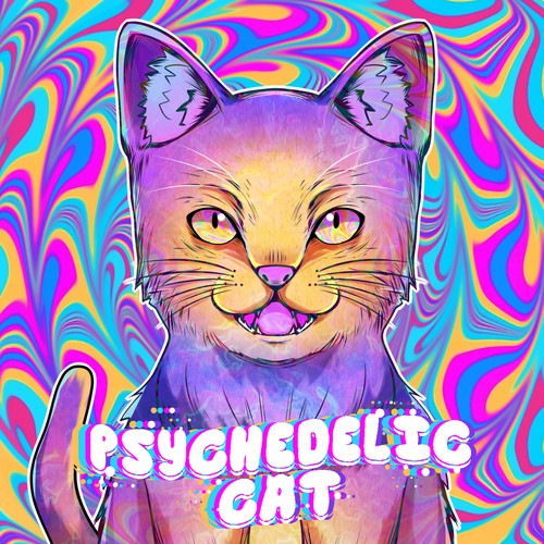 Psychedelic Cats Auto Generated Trading Cards to raise money for Cat Rescue Diseño de yukiaruru