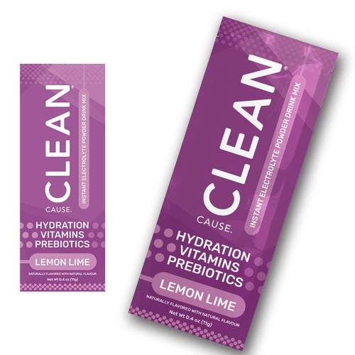 CLEAN Cause Hydration Stick Packets Design by desainbagus3