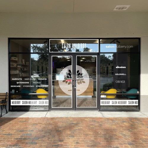 Salon Mulberry - High End Salon - Storefront Glass Signage Design by TheDreamCity