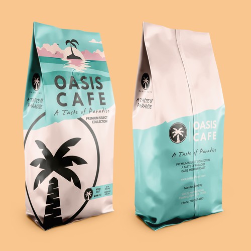 OASIS CAFE COFFEE BEAN PACKAGING DESIGN Design by suraiatonna