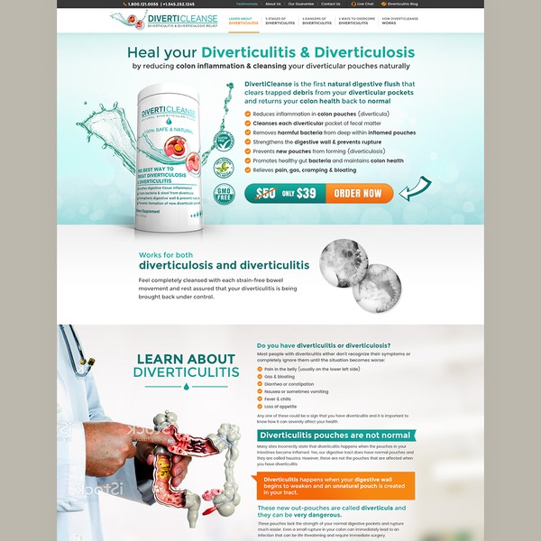  Design a single page website for a health product.