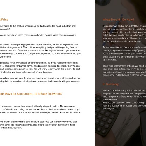 Design an amazing e-brochure for a not-so-typical accountancy firm! Design by Shwin