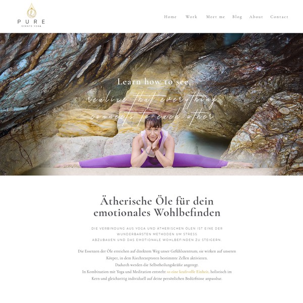 1-1 Project for Pure Scents Yoga - 'Work' page