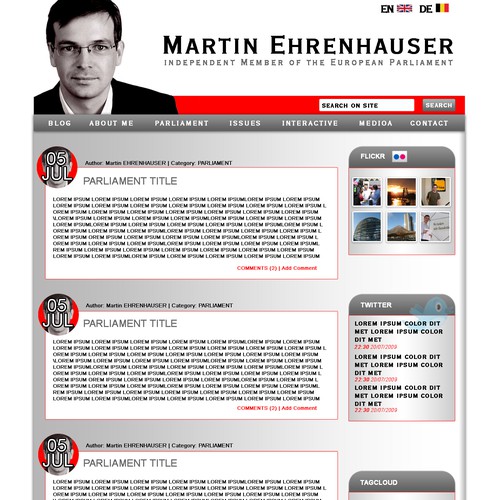 Wordpress Theme for MEP Martin Ehrenhauser Ontwerp door Viorel