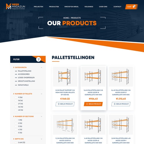 Design Creative website templates for a leading pallet racks company_ Meermagazijn di Adventix