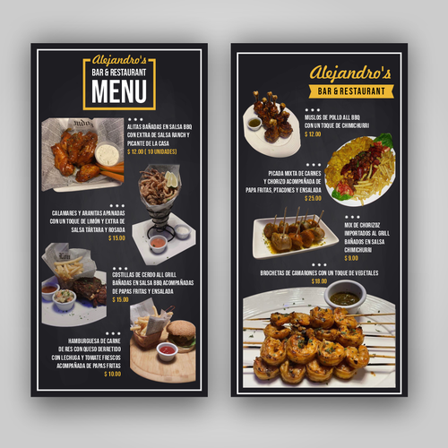 Alejandro's food menu | Postcard, flyer or print contest | 99designs