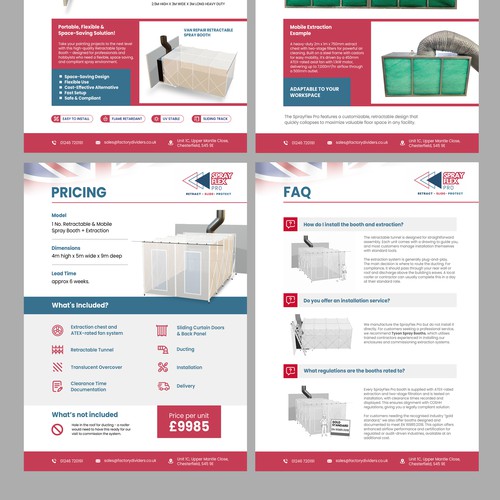 Design vincitore del contest "Pricing PDF for Retractable Spray Booth"