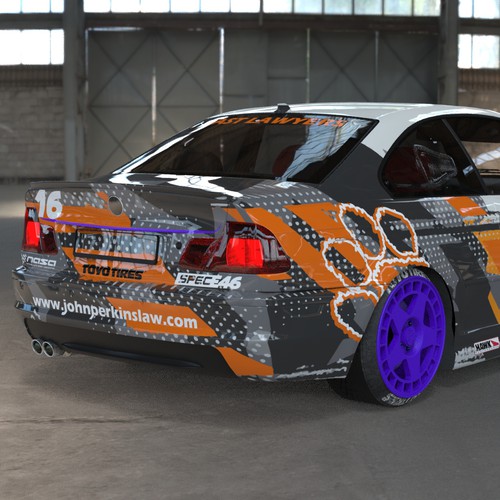 Perkins-Clemson e46 Race Car Wrap Design by Andrei Sandu