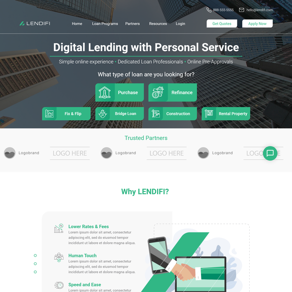 Design by Dan Soto titled "Lendifi Landing Page"