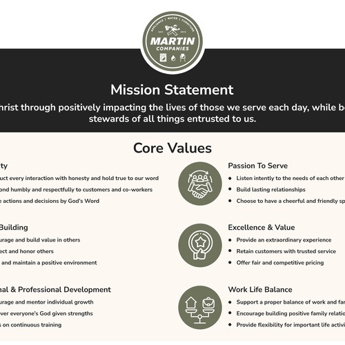 Mission Statement & Core Values Infographic Design by Only Quality