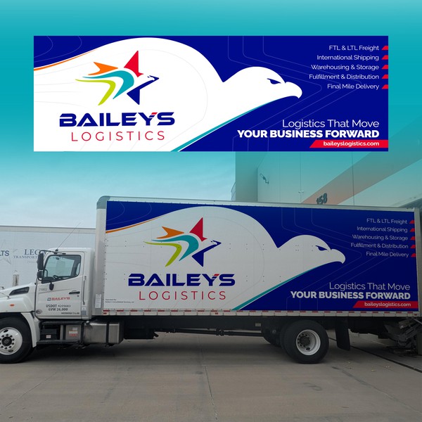Create a bold, professional truck wrap for a fast-growing logistics company