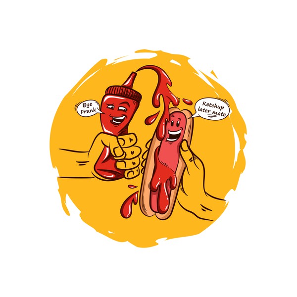 Sausage and ketchup bottle