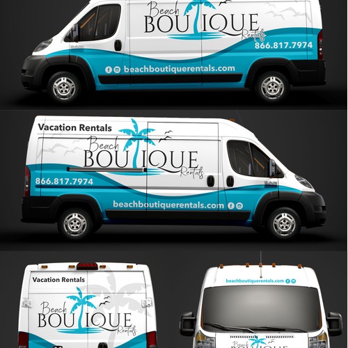 Vehicle wrap design for boutique vacation property rental