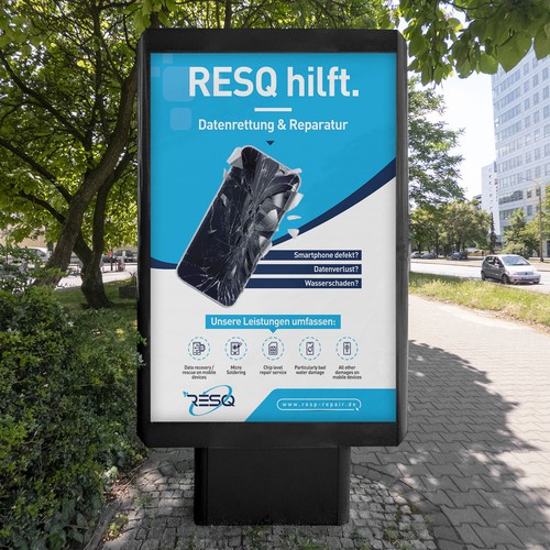 Clean & Nice Poster for Cell Phone Repair & Data Rescue Company Design by inventivao