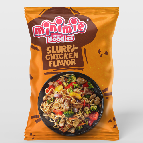 New packaging Design for Minimie Noodles Design by Iustina Design