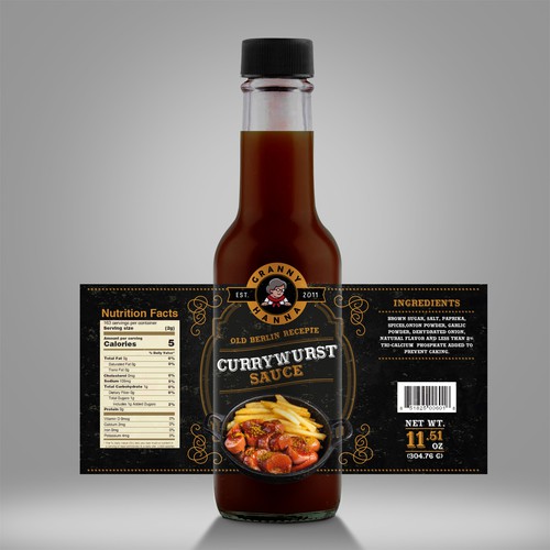 Finest hot curry sauce for german / berlin currywurst: Granny Hanna brings Yummi! Design by Emran Hayat