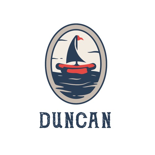 Cool vintage logo for our new pontoon food boat at our boat dock. Design by NuriCreative