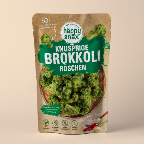 Verpackungsdesign für Doypack Gemüsechips: Vakuum frittierte Brokkoli Chips Design by cebiks