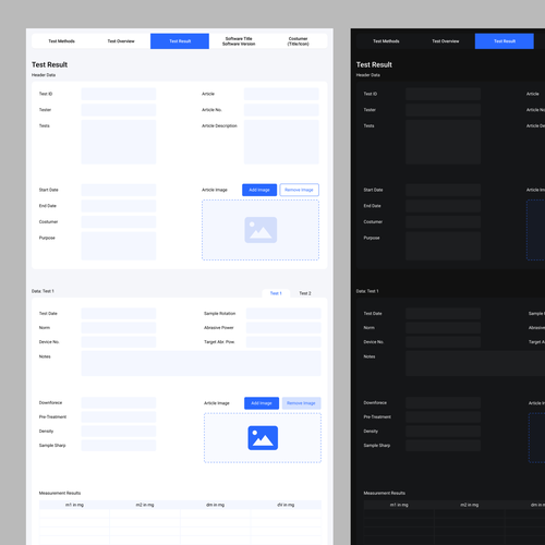 A desktop web UI design for a plastic quality testing software Design by CatLogic