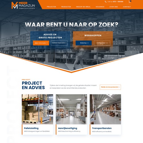 Creative website templates for a leading pallet racks company_ Meermagazijn Design by MercClass