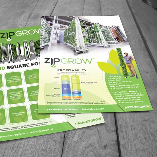 Brochure design for indoor, vertical hydroponic farm Design by Logicainfo ♥