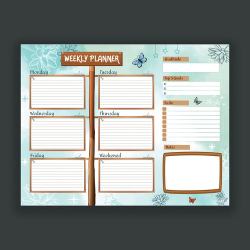 Design a weekly planner template with graphical elements. Design by korban