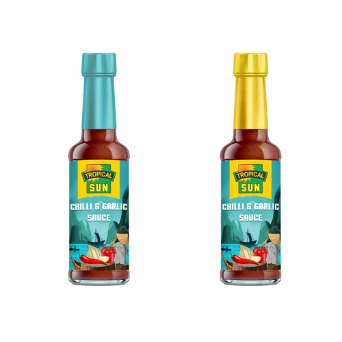 Tropical Sun Chilli & Garlic Sauce Label Digital Painting-ontwerp door azabumlirhaz