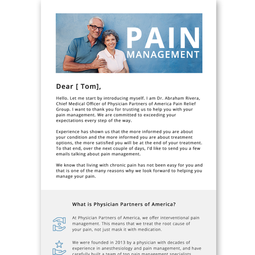 Design a Pain Management DRIP EMAIL Campain TEMPLATE Design by Mary_25