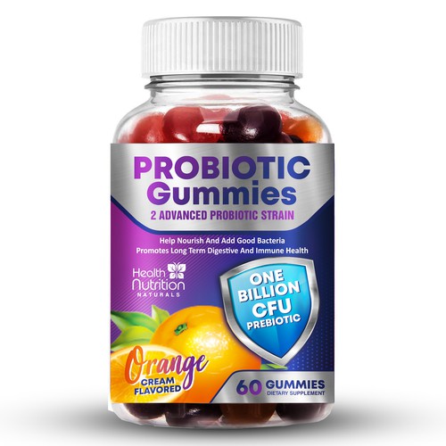 Healthy Probiotic Gummies Label needed for Health Nutrition Design réalisé par By.You