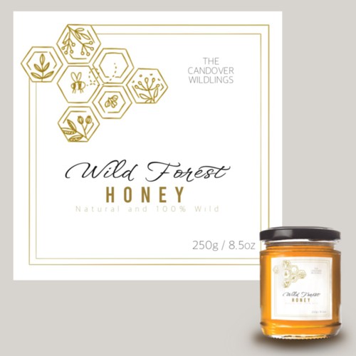 The Bees Need You! Wild Forest Honey Label Design. Design by _Nora_