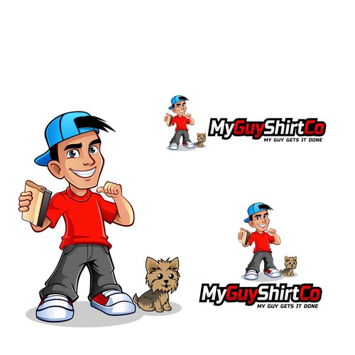 Design a cartoon guy logo for t-shirt printing company Design by DZenhar Studio