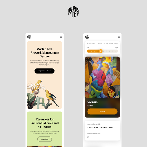 Homepage and a single Page Design for Always Art an art related startup company. Design by uBann