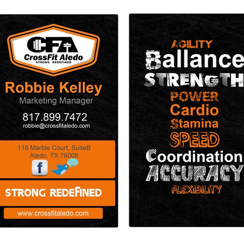 CrossFit Aledo needs new business cards! Guaranteed Contest  Réalisé par gelar