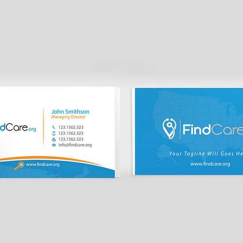 Business cards for a nonprofit that connects people with HEALTHCARE