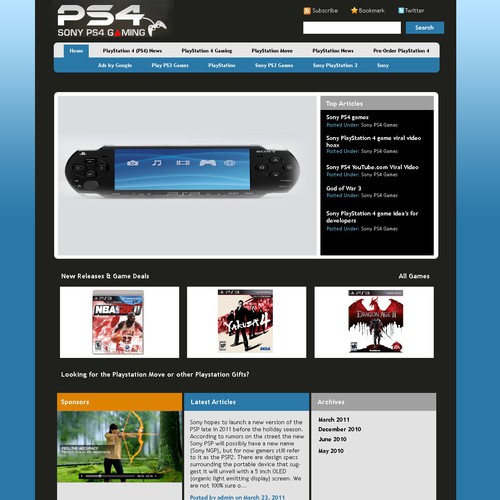 Create a vibrant new web 2.0 look for a PS4 gaming blog! Design by Abbe
