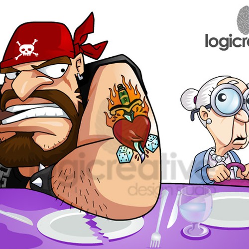 humorous cartoon-style graphic Design by Cranium Graphics