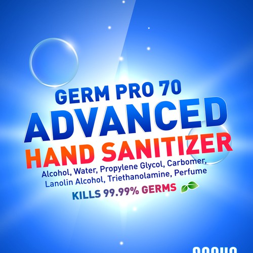 Design a Luxurious and Modern bottle label for Hand Sanitizer Product: GermPro 70!! Design by Vukašin Kalezić