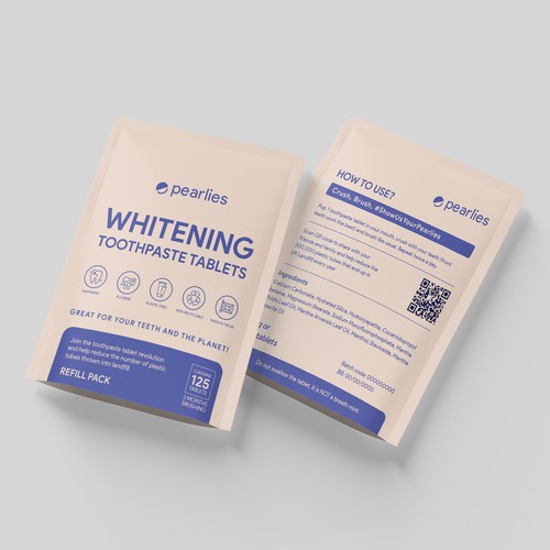 Design an attractive refill pack for a trendy new toothpaste tablet brand Design by farhanubaid