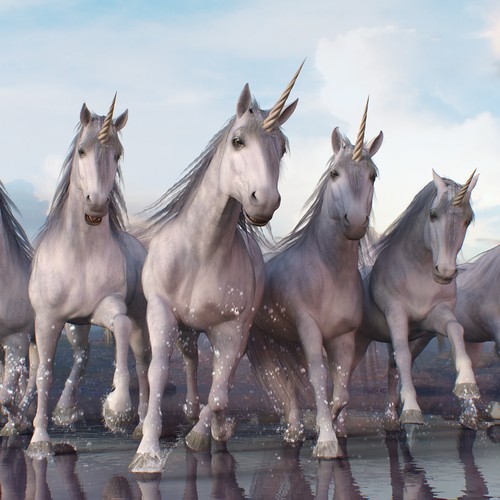 Illustrate a realistic herd of unicorns! Illustration or graphics contest