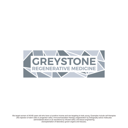 I like the lettering of Greystone here.  And then below Greystone a grey, stone-like structure with mortar or joints in  Design by Zivanaツ