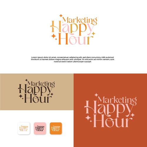 Logo for a fun marketing podcast Marketing Happy Hour Design by Danielle Curtis